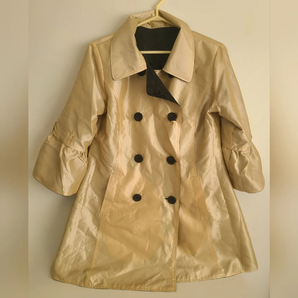 LINDI Women's Size‎ Medium Reversible Rainjacket Coat Black/Beige Floral NWT - Picture 7 of 9